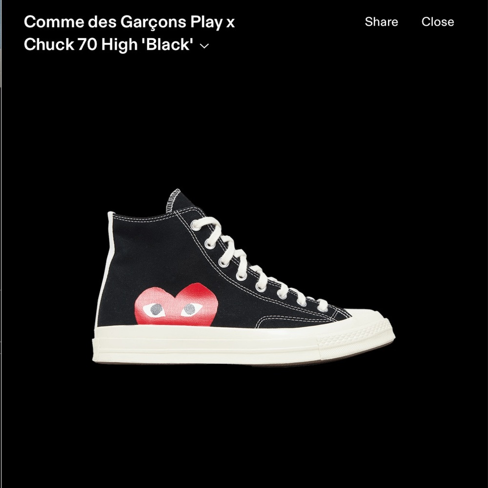 2015 Comme dess garçons play x Chuck 70 High Black